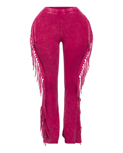Fringe-Detailed Mineral Washed Pants - Muvin 