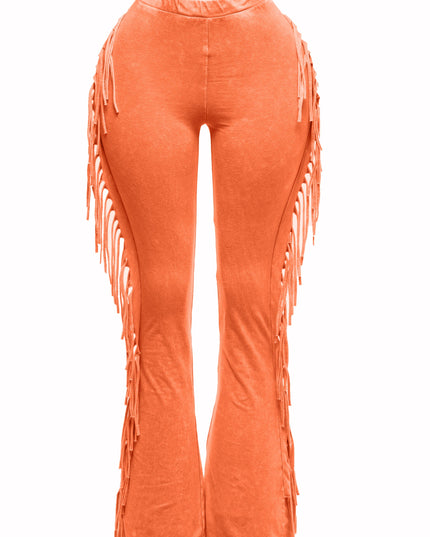 Fringe-Detailed Mineral Washed Pants - Muvin 