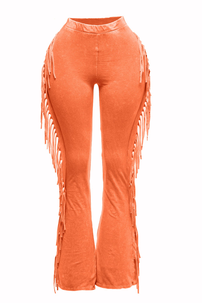 Fringe-Detailed Mineral Washed Pants - Muvin 