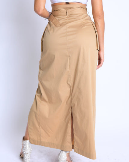 Asymmetric Pockets Detailed Maxi Skirt - Muvin 