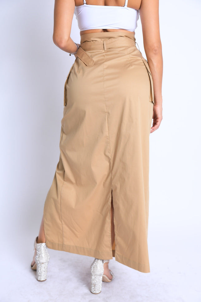 Asymmetric Pockets Detailed Maxi Skirt - Muvin 
