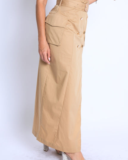 Asymmetric Pockets Detailed Maxi Skirt - Muvin 