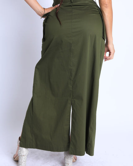 Asymmetric Pockets Detailed Maxi Skirt - Muvin 