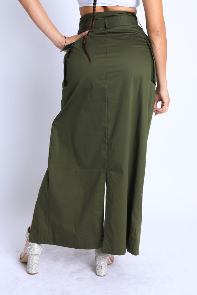Asymmetric Pockets Detailed Maxi Skirt - Muvin 