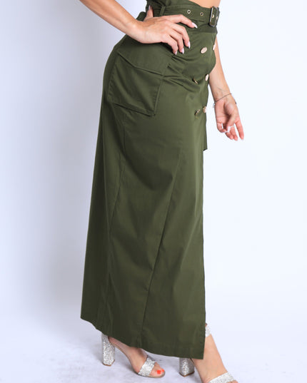 Asymmetric Pockets Detailed Maxi Skirt - Muvin 