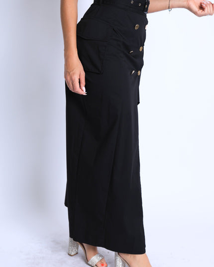 Asymmetric Pockets Detailed Maxi Skirt - Muvin 