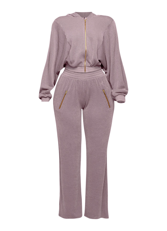 Zipper closure hoodie jacket & pants set - Muvin 