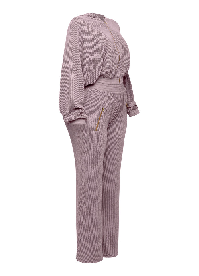 Zipper closure hoodie jacket & pants set - Muvin 