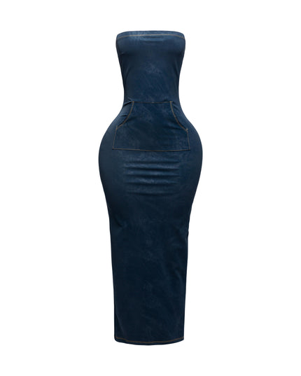 Kangaroo pocket tube maxi dress - Muvin 