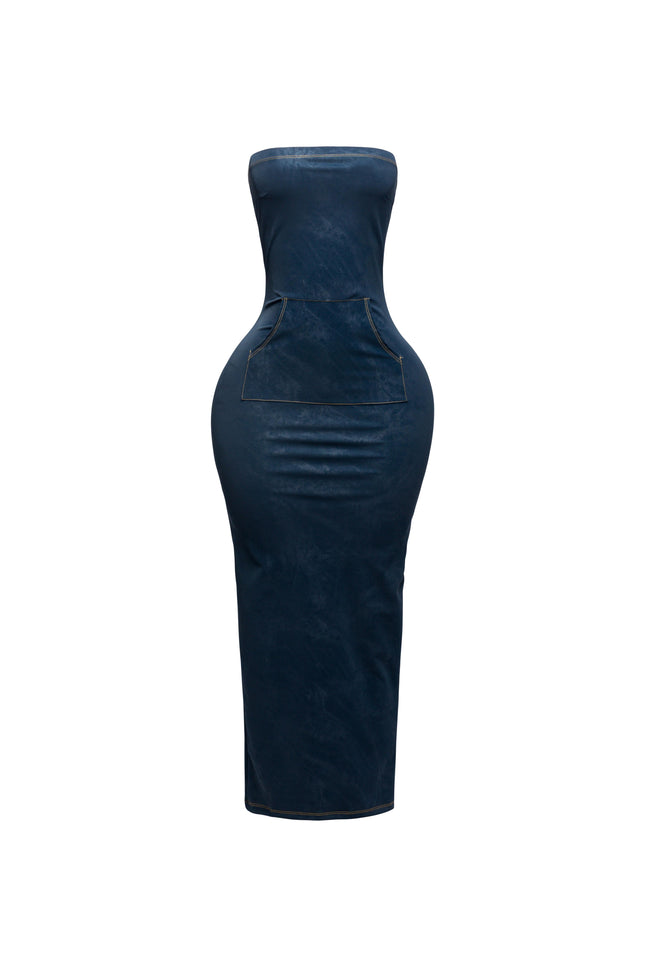 Kangaroo pocket tube maxi dress - Muvin 