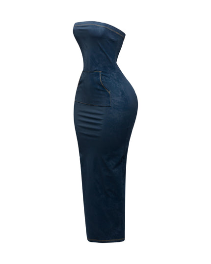 Kangaroo pocket tube maxi dress - Muvin 