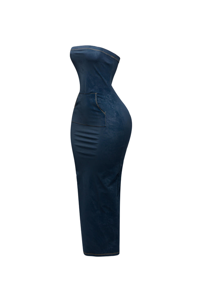 Kangaroo pocket tube maxi dress - Muvin 