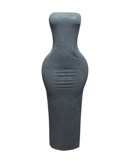 Kangaroo pocket tube maxi dress - Muvin 