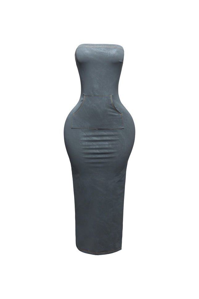Kangaroo pocket tube maxi dress - Muvin 