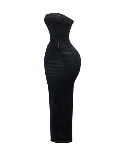Kangaroo pocket tube maxi dress - Muvin 