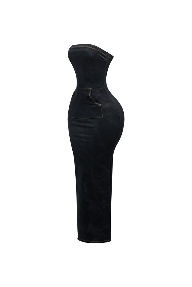 Kangaroo pocket tube maxi dress - Muvin 