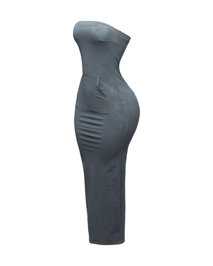 Kangaroo pocket tube maxi dress - Muvin 