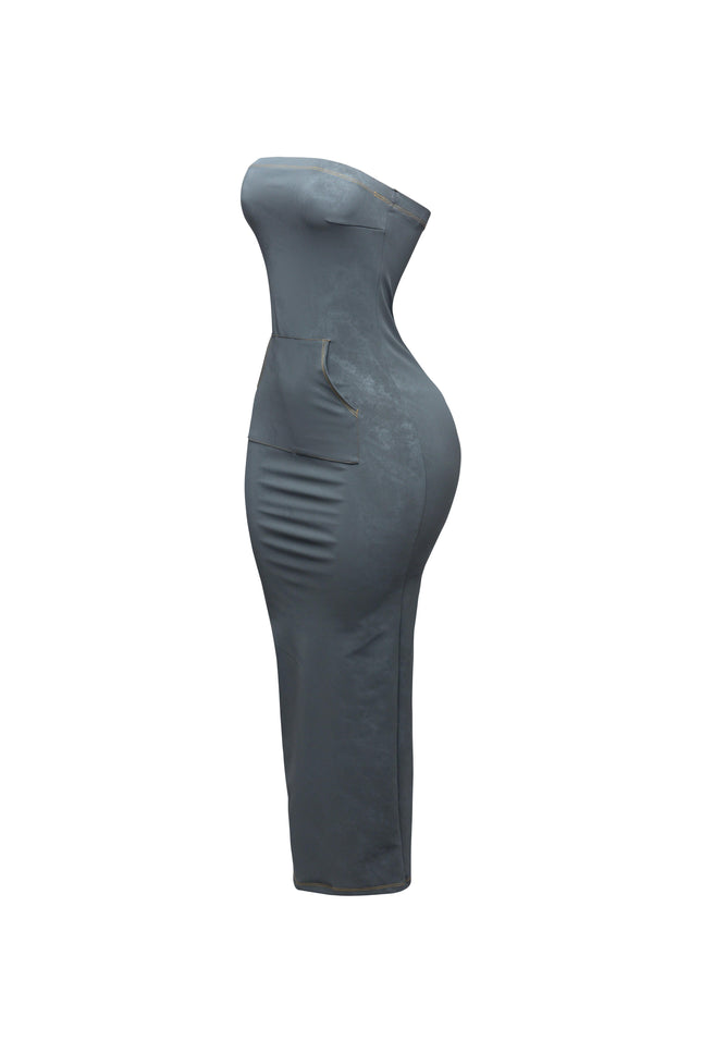Kangaroo pocket tube maxi dress - Muvin 