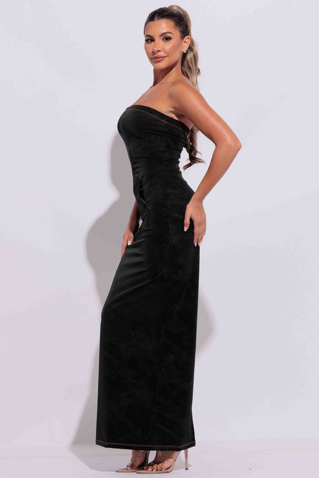 Kangaroo pocket tube maxi dress - Muvin 