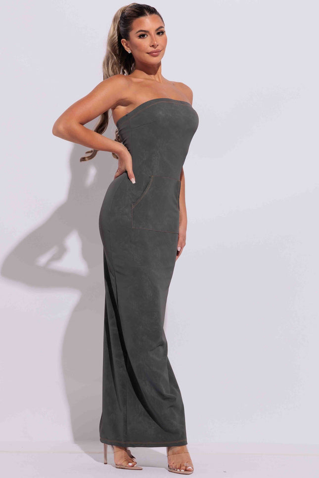 Kangaroo pocket tube maxi dress - Muvin 