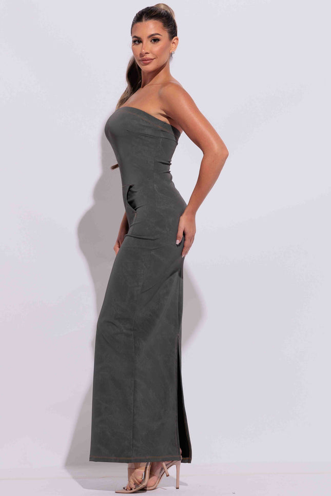 Kangaroo pocket tube maxi dress - Muvin 