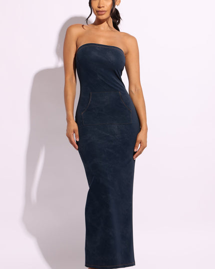 Kangaroo pocket tube maxi dress - Muvin 