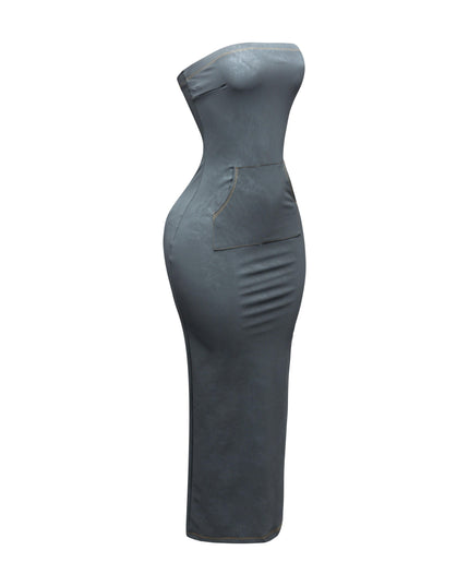 Kangaroo pocket tube maxi dress - Muvin 