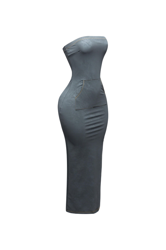 Kangaroo pocket tube maxi dress - Muvin 
