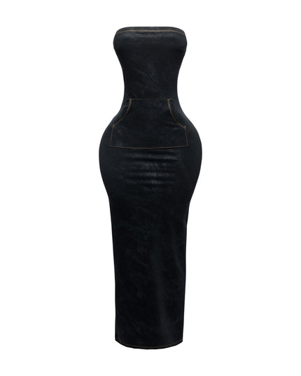 Kangaroo pocket tube maxi dress - Muvin 