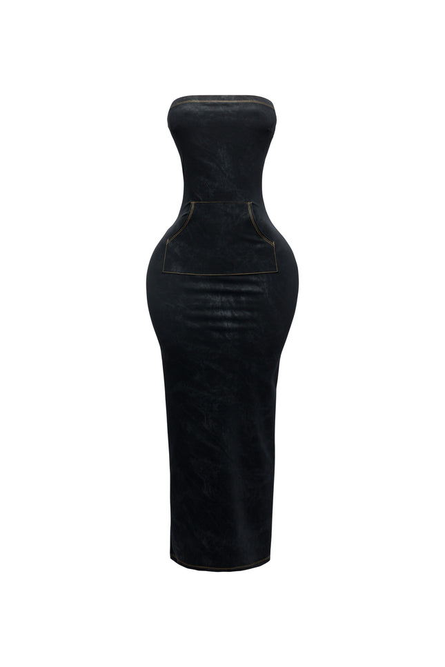 Kangaroo pocket tube maxi dress - Muvin 
