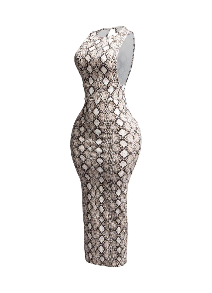 Snakeskin print maxi dress - Muvin 