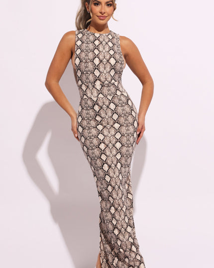 Snakeskin print maxi dress - Muvin 