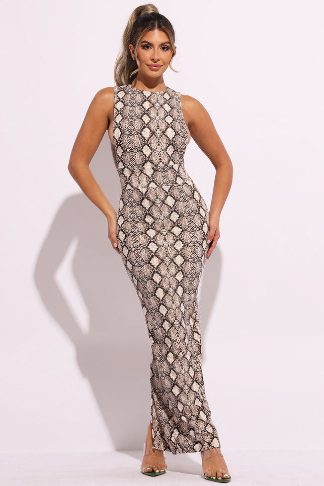 Snakeskin print maxi dress - Muvin 