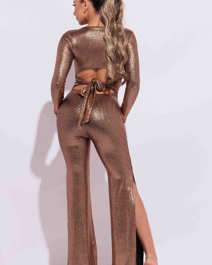 Tie back slit detailed jumpsuit - Muvin 