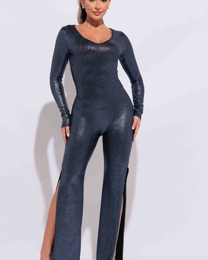 Tie back slit detailed jumpsuit - Muvin 