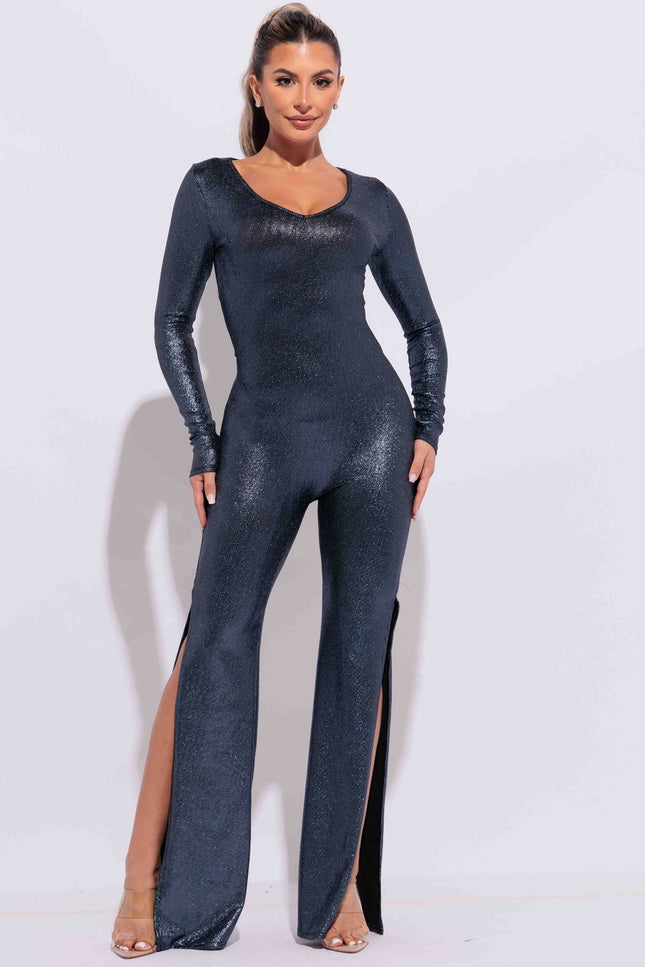 Tie back slit detailed jumpsuit - Muvin 