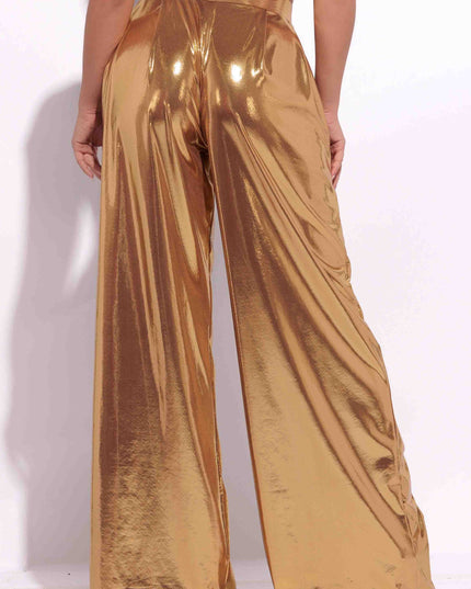 Metallic wide leg pants - Muvin 