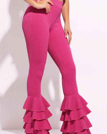 Layered ruffle flare pants - Muvin 
