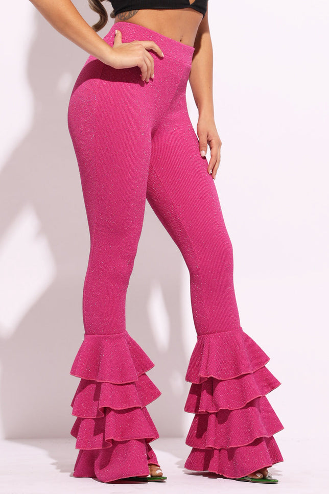 Layered ruffle flare pants - Muvin 