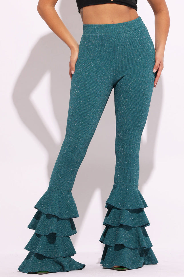 Layered ruffle flare pants - Muvin 