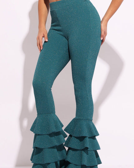 Layered ruffle flare pants - Muvin 