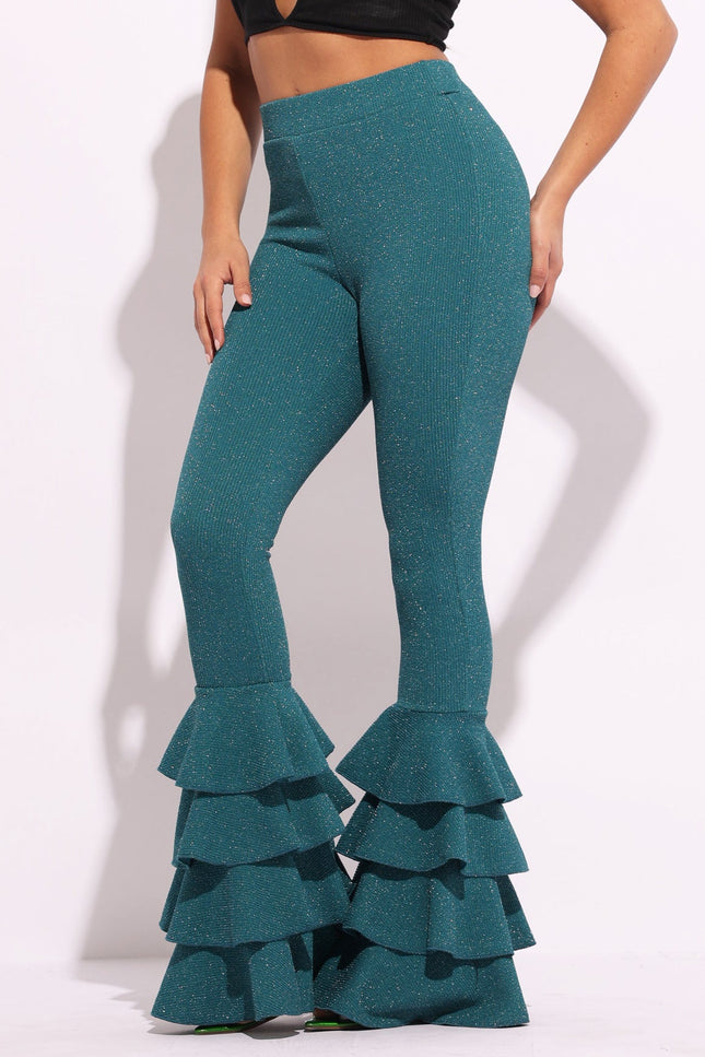 Layered ruffle flare pants - Muvin 