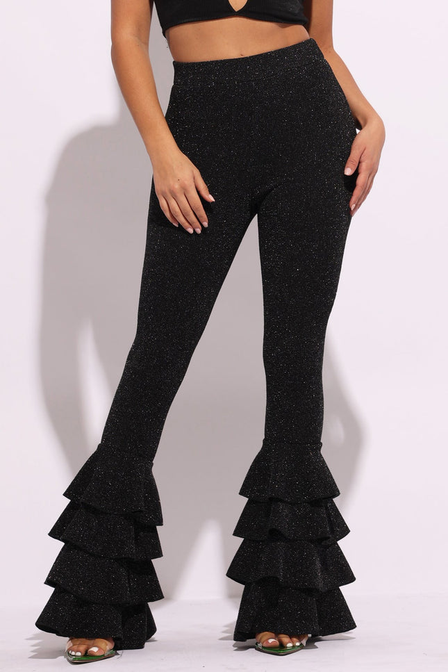 Layered ruffle flare pants - Muvin 
