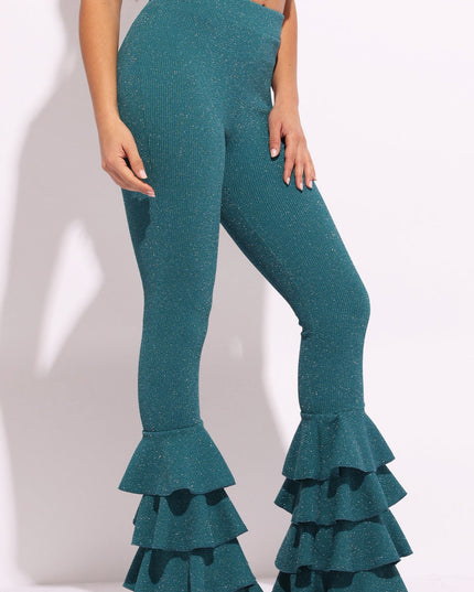 Layered ruffle flare pants - Muvin 