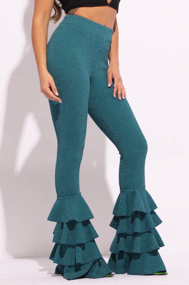 Layered ruffle flare pants - Muvin 
