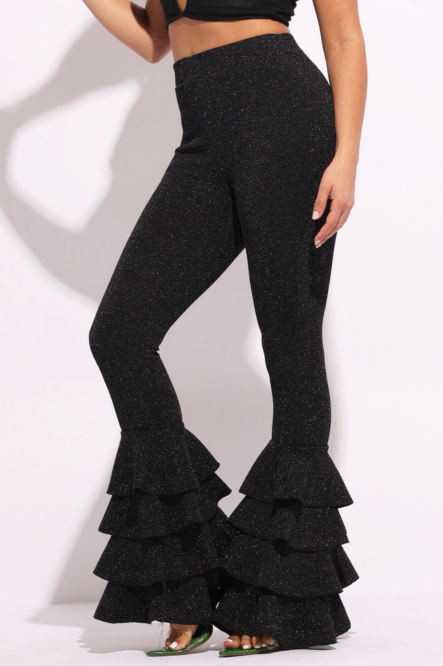 Layered ruffle flare pants - Muvin 