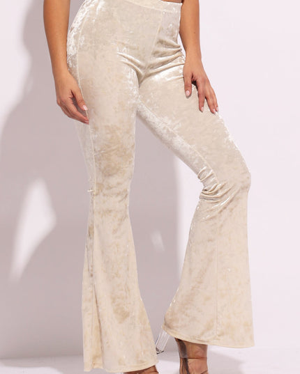 Crushed Velvet Flared Pants - Muvin 