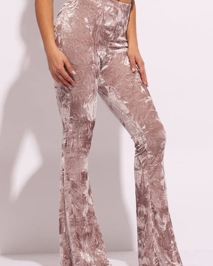 Crushed Velvet Flared Pants - Muvin 
