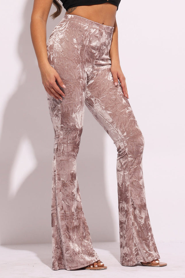 Crushed Velvet Flared Pants - Muvin 