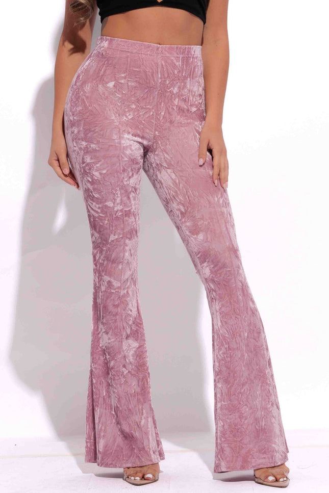 Crushed Velvet Flared Pants - Muvin 